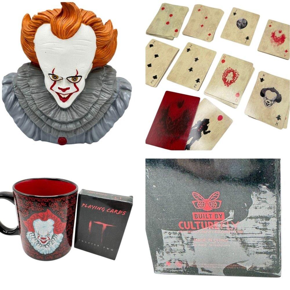 Culturefly IT Chapter 2 Pennywise Resin Planter Playing Cards Coffee Mug Set